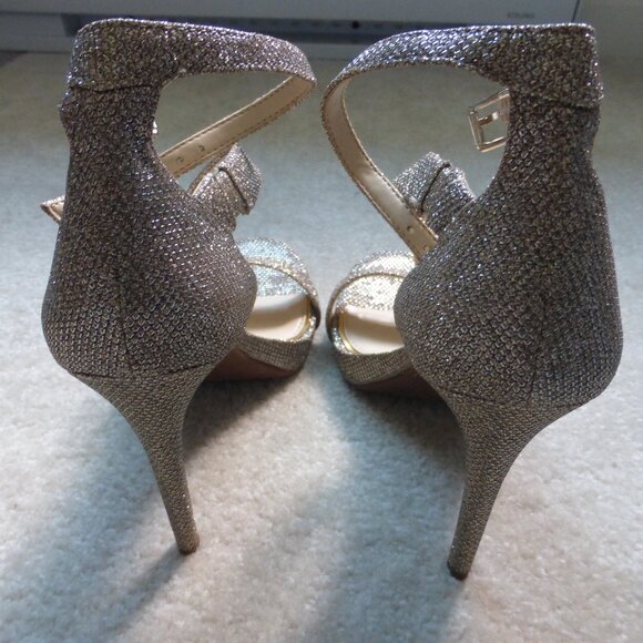 JESSICA SIMPSON gold glitter sparkle strappy heels - NWOT! - Picture 8 of 14